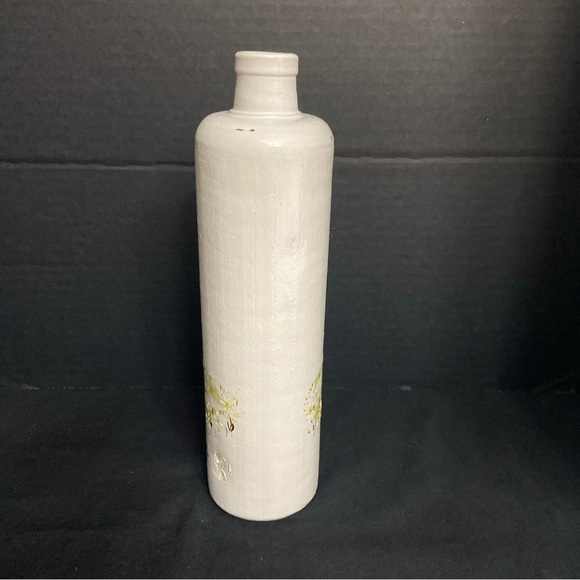 Vtg Stoneware Pottery Bottle Vase Vessel Hand Painted Flowers Turtle - Picture 4 of 8